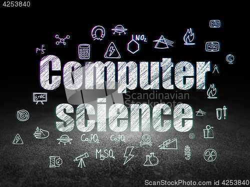 Image of Science concept: Computer Science in grunge dark room