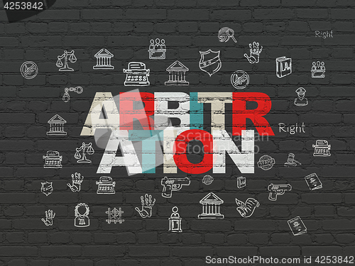 Image of Law concept: Arbitration on wall background