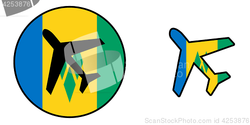 Image of Nation flag - Airplane isolated - Saint Vincent and the Grenadin