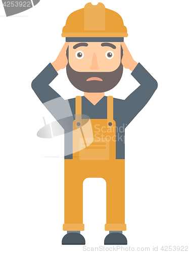 Image of Builder grabs his head vector illustration.