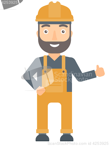 Image of Builder giving thumb up vector illustration.