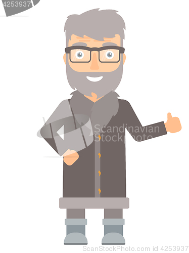 Image of North man giving thumb up vector illustration.