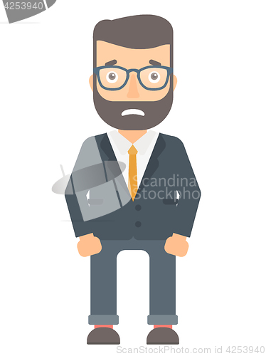 Image of Embarrassed young businessman vector illustration.