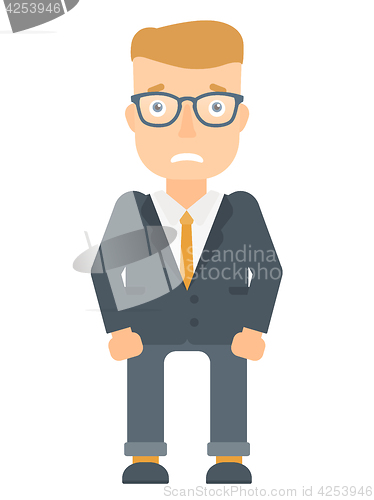 Image of Embarrassed young businessman vector illustration.