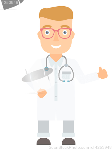 Image of Doctor giving thumbs up vector illustration.