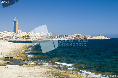 Image of limestone coastline view of st. julians malta