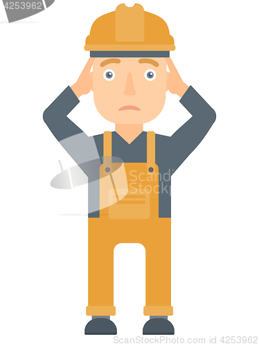 Image of Builder grabs his head vector illustration.