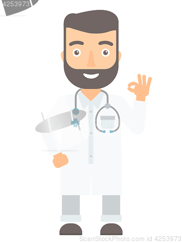 Image of Doctor showing ok sign vector illustration.