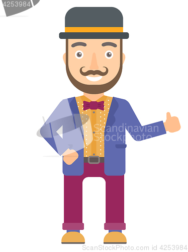 Image of Circus actor giving thumb up vector illustration.