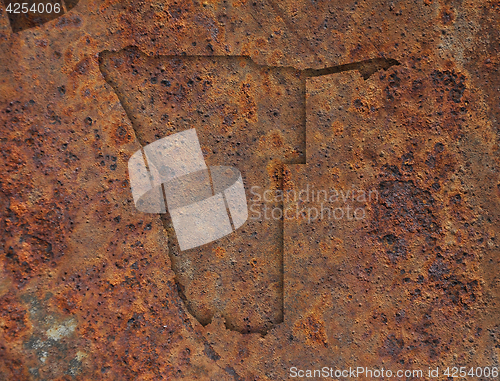 Image of Map of Namibia on rusty metal