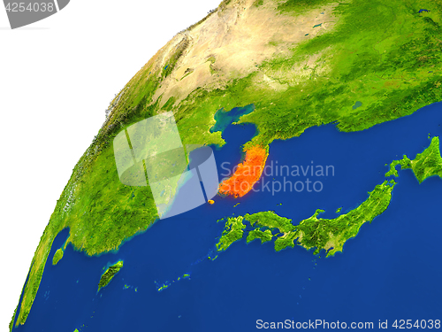 Image of Country of South Korea satellite view