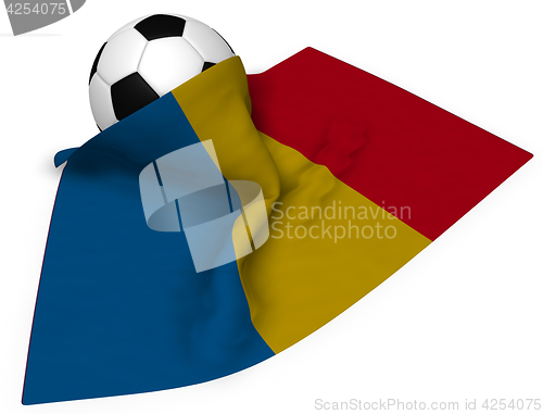 Image of soccer ball and flag of romania - 3d rendering