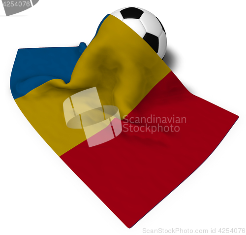 Image of soccer ball and flag of romania - 3d rendering