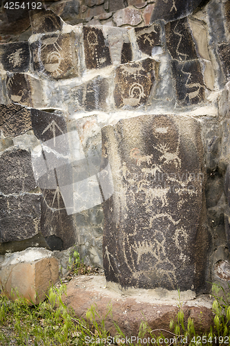 Image of Ancient Petroglyphs Cliff Drawings Ginko Petrified Forest Washin