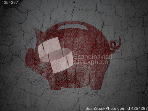 Image of Currency concept: Money Box on grunge wall background