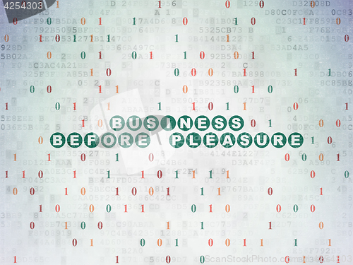 Image of Business concept: Business Before pleasure on Digital Data Paper background