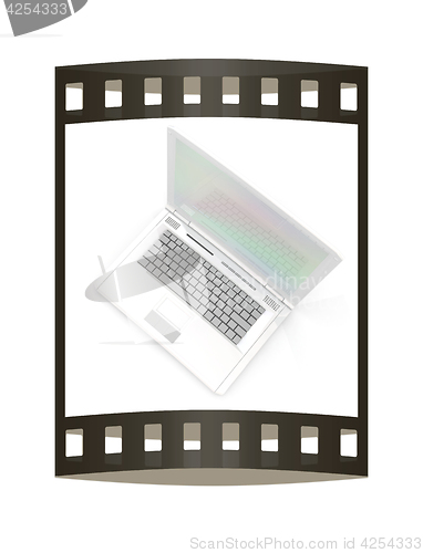 Image of Laptop computer. 3d render. The film strip