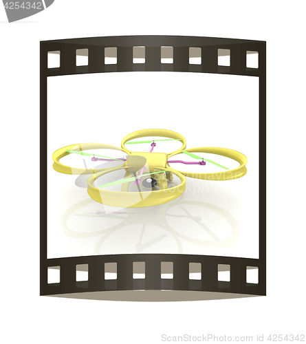 Image of Drone, quadrocopter, with photo camera. 3d render. The film stri