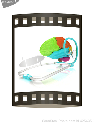 Image of stethoscope and brain. 3d illustration. The film strip