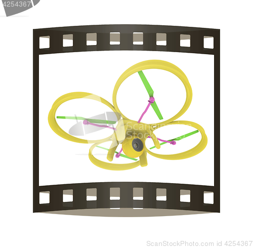 Image of Drone, quadrocopter, with photo camera flying. 3d render. The fi