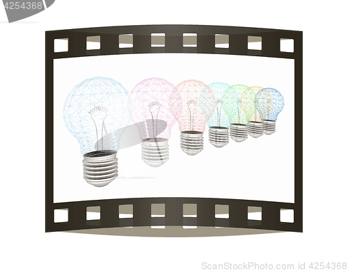 Image of lamps. 3D illustration. The film strip