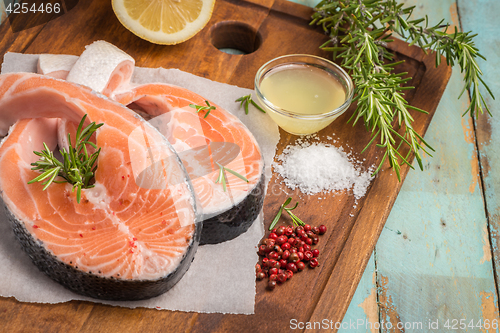 Image of Raw salmon steak