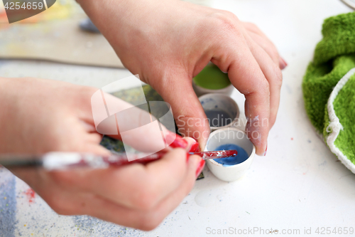 Image of Leisure, painting. Laboratory ceramics, painting on ceramic plate.