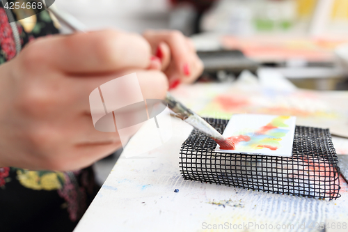 Image of Art classes. Pottery course. Painting on glass.