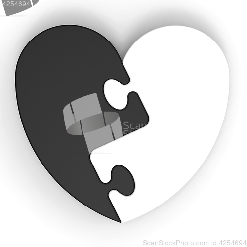 Image of Two-Colored Heart Puzzle Showing Lost Love