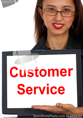 Image of Customer Service Computer Message Shows Online Internet Help