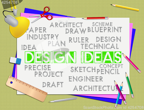 Image of Design Ideas Represents Invention Visualization And Reflection
