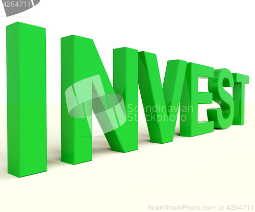 Image of Invest Word Representing Saving Stocks And Interest