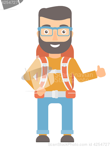 Image of Hiker giving thumbs up vector illustration.