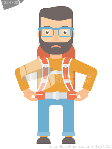 Image of Sad caucasian tourist vector illustration.