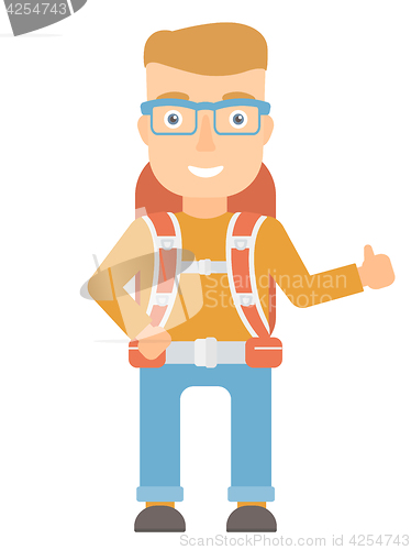 Image of Hiker giving thumbs up vector illustration.