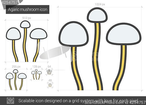 Image of Agaric mushroom line icon.