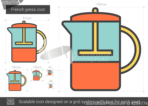 Image of French press line icon.