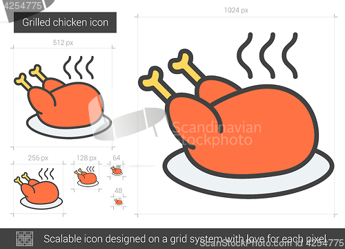 Image of Grilled chicken line icon.