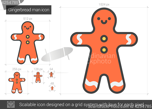 Image of Gingerbread man line icon.