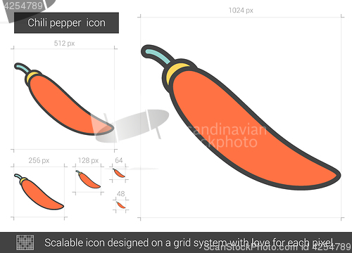 Image of Chili pepper line icon.