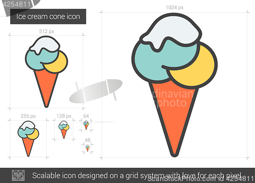 Image of Ice cream cone line icon.