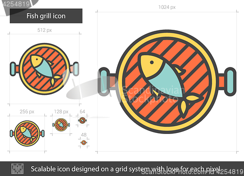 Image of Fish grill line icon.