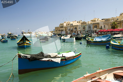Image of Marsaxlokk ancient fishing boat village malta mediterranean