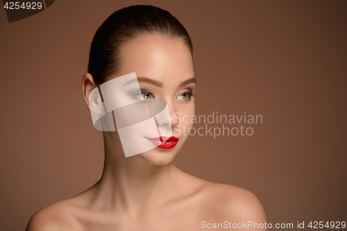 Image of Beautiful woman face portrait close up