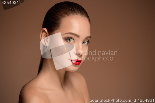 Image of Beautiful woman face portrait close up