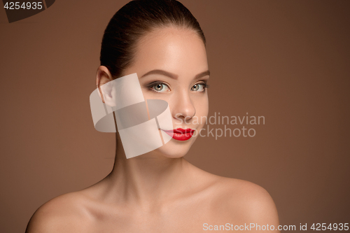 Image of Beautiful woman face portrait close up
