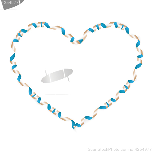 Image of Blue heart ribbon. EPS 10