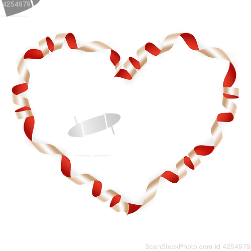 Image of Red ribbon in heart shape. EPS 10