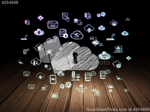 Image of Cloud technology concept: Cloud With Keyhole in grunge dark room
