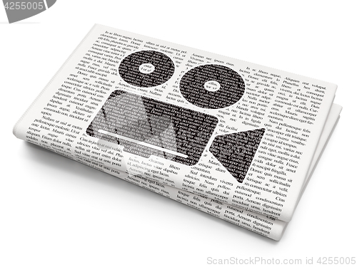 Image of Vacation concept: Camera on Newspaper background